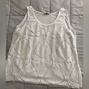 White tank with lace like front detail
